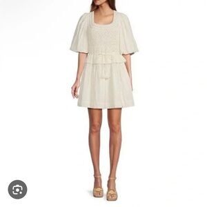 a loves a white puff sleeve mini dress